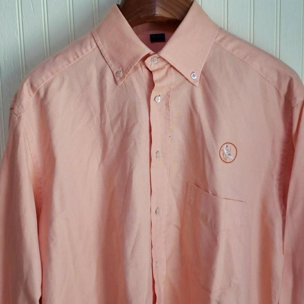 Jeff Rose Shirt Mens Large Pink Solid Long Sleeve Button Down Made In Italy